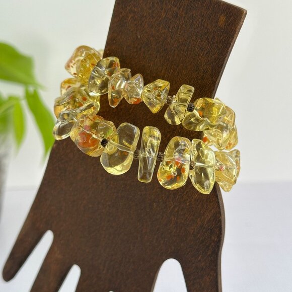 Vintage Baltic Amber Bracelet, Stretch Coil - Picture 1 of 12